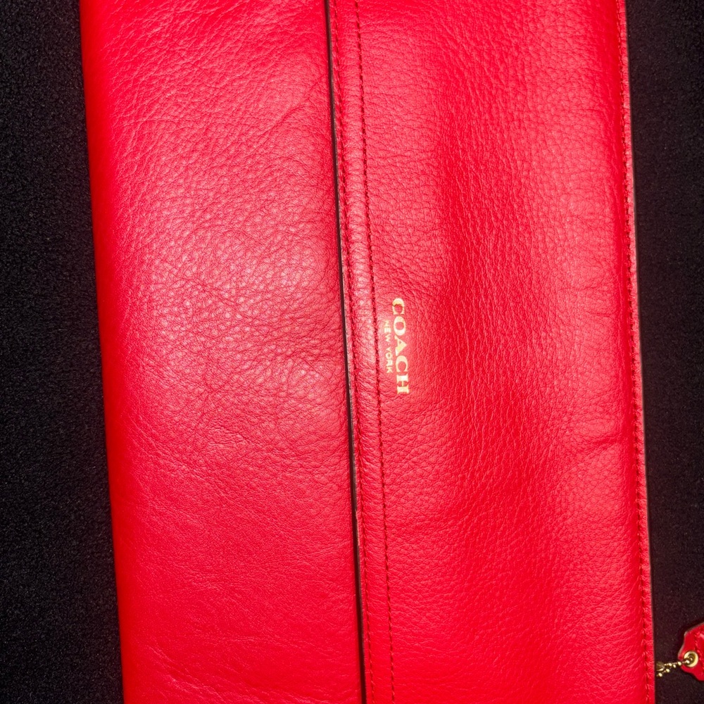Coach Vibrant Red Leather Clutch